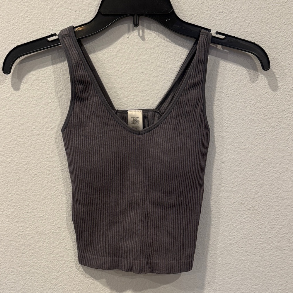 Charcoal Ribbed Tank Top